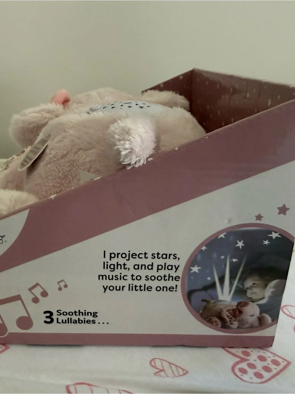 Dreamgro Lullaby Dreams Projector Soother - Pink Elephant Plush Baby Night Light
